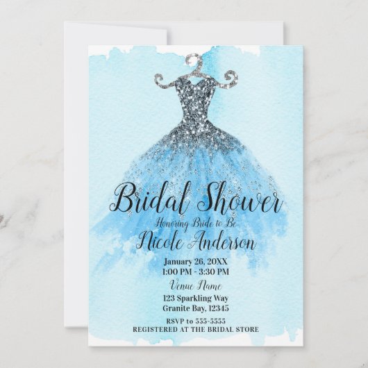 Blauw- en zilverglitter-Vrijgezellenfeest Kaart (Voorkant)