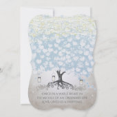 Blauw- en zilverhartrede Boho Wedding Kaart (Achterkant)