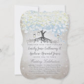 Blauw- en zilverhartrede Boho Wedding Kaart (Voorkant)