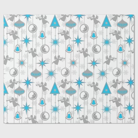 Blauw- en zilverkerstsierpapier cadeaupapier (Vlak)