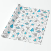 Blauw- en zilverkerstsierpapier cadeaupapier (Uitgerold)