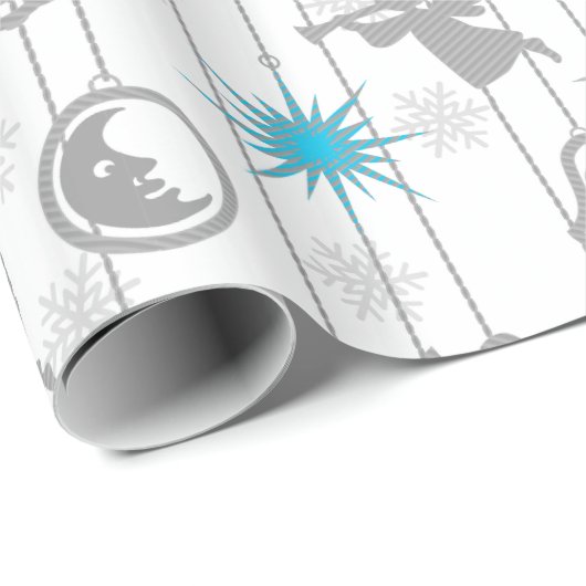 Blauw- en zilverkerstsierpapier cadeaupapier (Rol Hoek)