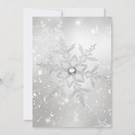 Blauw- en zilverkristal Snowflake-kerstfeest Kaart (Achterkant)