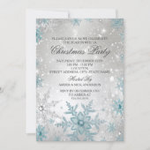 Blauw- en zilverkristal Snowflake-kerstfeest Kaart (Voorkant)