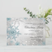 Blauw- en zilverkristal Snowflake-kerstfeest Kaart (Staand voorkant)