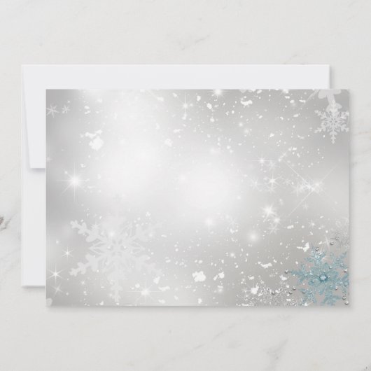 Blauw- en zilverkristal Snowflake-kerstfeest Kaart (Achterkant)
