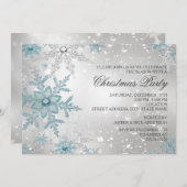 Blauw- en zilverkristal Snowflake-kerstfeest Kaart (Voorkant / Achterkant)