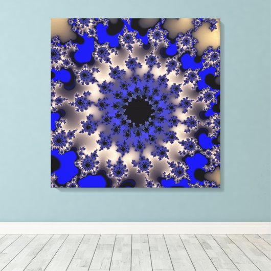 Blauw- en zilveroog canvas afdruk (Insitu (Houten vloer))