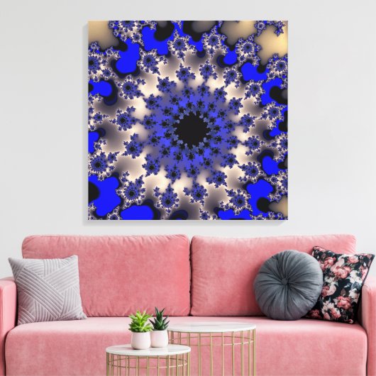 Blauw- en zilveroog canvas afdruk (Insitu (Woonkamer))