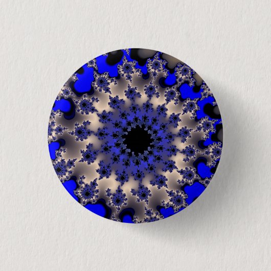 Blauw- en zilveroog ronde button 3,2 cm (Voorkant)