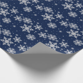 Blauw- en zilversneeuwvlokken Vakkelpapier Cadeaupapier