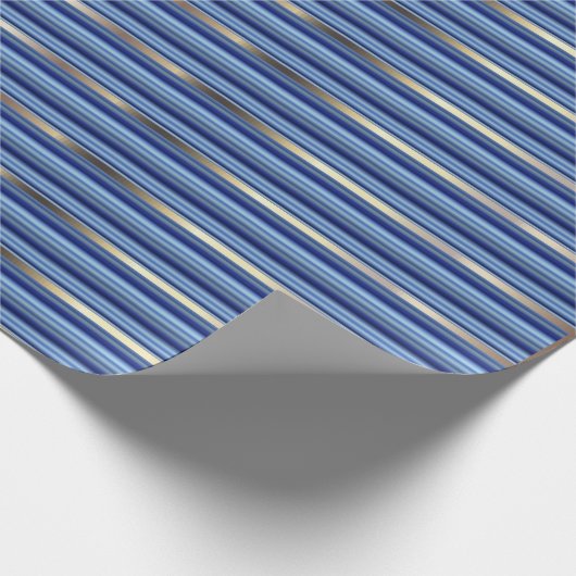 Blauw- en zilverstrepen cadeaupapier (Hoek)
