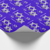Blauw- en zilvervet-/Bar Mitzvah-omslagpapier Cadeaupapier (Hoek)