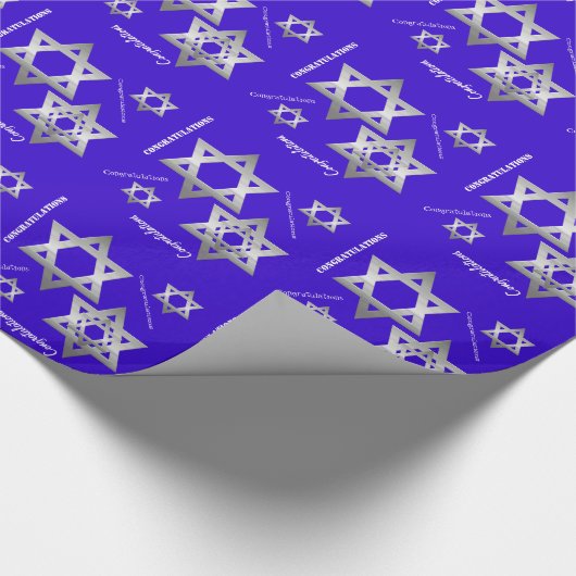 Blauw- en zilvervet-/Bar Mitzvah-omslagpapier Cadeaupapier (Hoek)