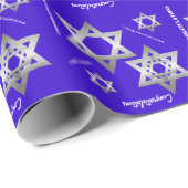 Blauw- en zilvervet-/Bar Mitzvah-omslagpapier Cadeaupapier (Rol Hoek)