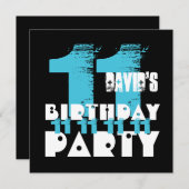 BLAUW EN ZWART 11e Verjaardagsfeest 11 Jaar Oud V0 Kaart (Voorkant / Achterkant)