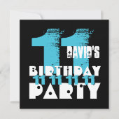 BLAUW EN ZWART 11e Verjaardagsfeest 11 Jaar Oud V0 Kaart (Voorkant)