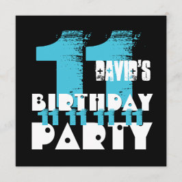 BLAUW EN ZWART 11e Verjaardagsfeest 11 Jaar Oud V0 Kaart