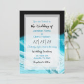 Blauw en zwart Abstract vochtig huwelijk Kaart (Staand voorkant)