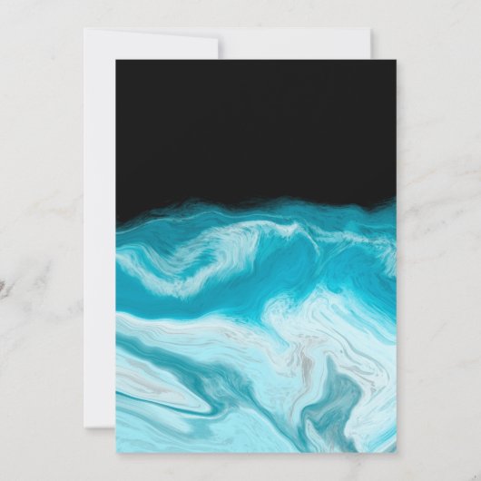 Blauw en zwart Abstract vochtig huwelijk Kaart (Achterkant)