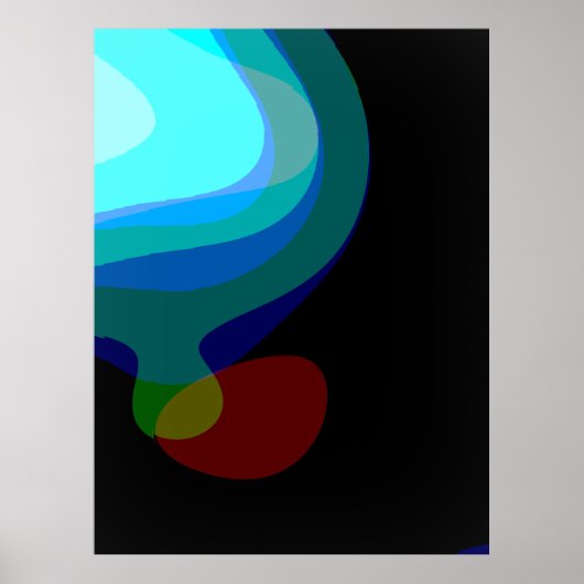 Blauw en zwart Abstracte kunst 915 Poster (Voorkant)