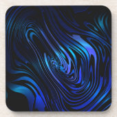 Blauw en zwart Abstracte Swirl Art Bier Onderzetter (Voorkant)