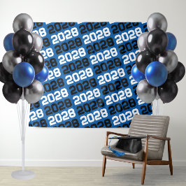 Blauw en zwart afstudeerklas jaar achtergrond wandkleed