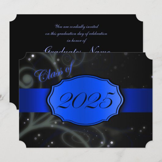 Blauw en zwart Afstuderen 2025 Kaart (Voorkant / Achterkant)