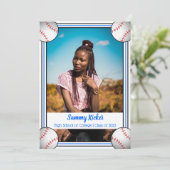 Blauw en zwart Afstuderen Aankondiging (Staand voorkant)