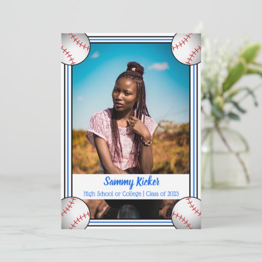 Blauw en zwart Afstuderen Aankondiging (Staand voorkant)