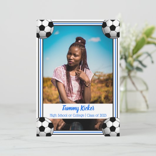 Blauw en zwart Afstuderen Aankondiging (Staand voorkant)