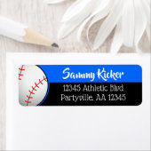 Blauw en zwart Baseball-adres Etiket (Insitu)