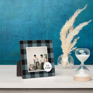 Blauw en zwart, beste opa-cadeau met foto fotoplaat