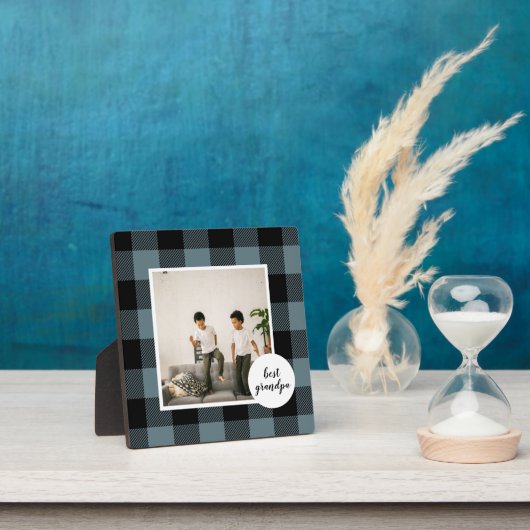 Blauw en zwart, beste opa-cadeau met foto fotoplaat (Insitu)