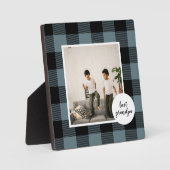 Blauw en zwart, beste opa-cadeau met foto fotoplaat (Voorkant)