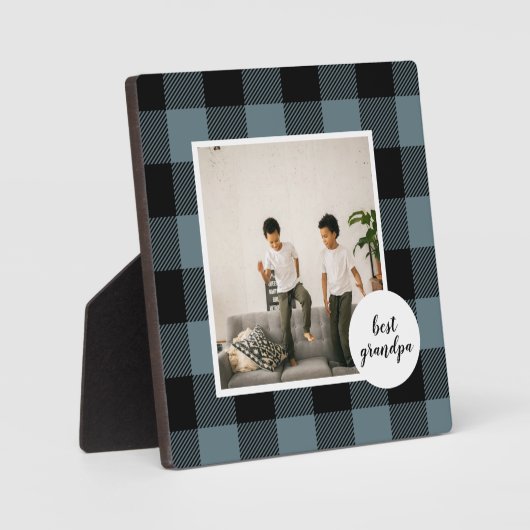 Blauw en zwart, beste opa-cadeau met foto fotoplaat (Voorkant)