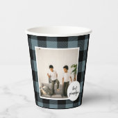 Blauw en zwart, beste opa-cadeau met foto papieren bekers (Voorkant)