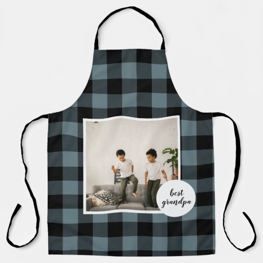 Blauw en zwart, beste opa-cadeau met foto schort (Voorkant)