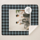 Blauw en zwart, beste opa-cadeau met foto sherpa deken (Voorkant (horizontaal))