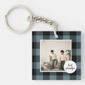 Blauw en zwart, beste opa-cadeau met foto sleutelhanger (voorkant)