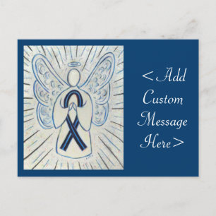 Blauw en zwart bewustzijn Ribbon Angel Art Briefka Briefkaart