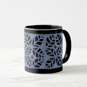 Blauw en zwart bladpatroon mok (Voorkant rechts)