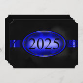 Blauw en zwart Bloemen Button 2025 Kaart (Voorkant / Achterkant)