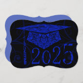 Blauw en zwart Bloemen Pet 2025 Kaart (Voorkant / Achterkant)