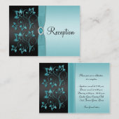 Blauw en zwart Bloemen Receptie Enclosure Kaart (Voorkant / Achterkant)