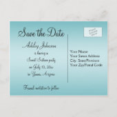 Blauw en zwart Bloemen Save the Date Briefkaart (Achterkant)