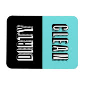 Blauw en zwart blok Retro Typografie Vaatwasser Magneet (Horizontaal)