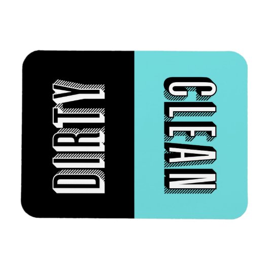 Blauw en zwart blok Retro Typografie Vaatwasser Magneet (Horizontaal)