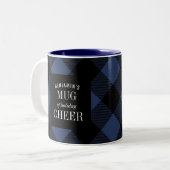 Blauw en zwart Buffalo Check geruite Funny Christm Tweekleurige Koffiemok (Voorkant links)