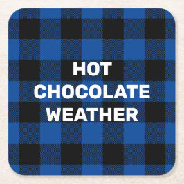 Blauw en zwart Buffalo Plaid Custom Gezegde Kartonnen Onderzetters